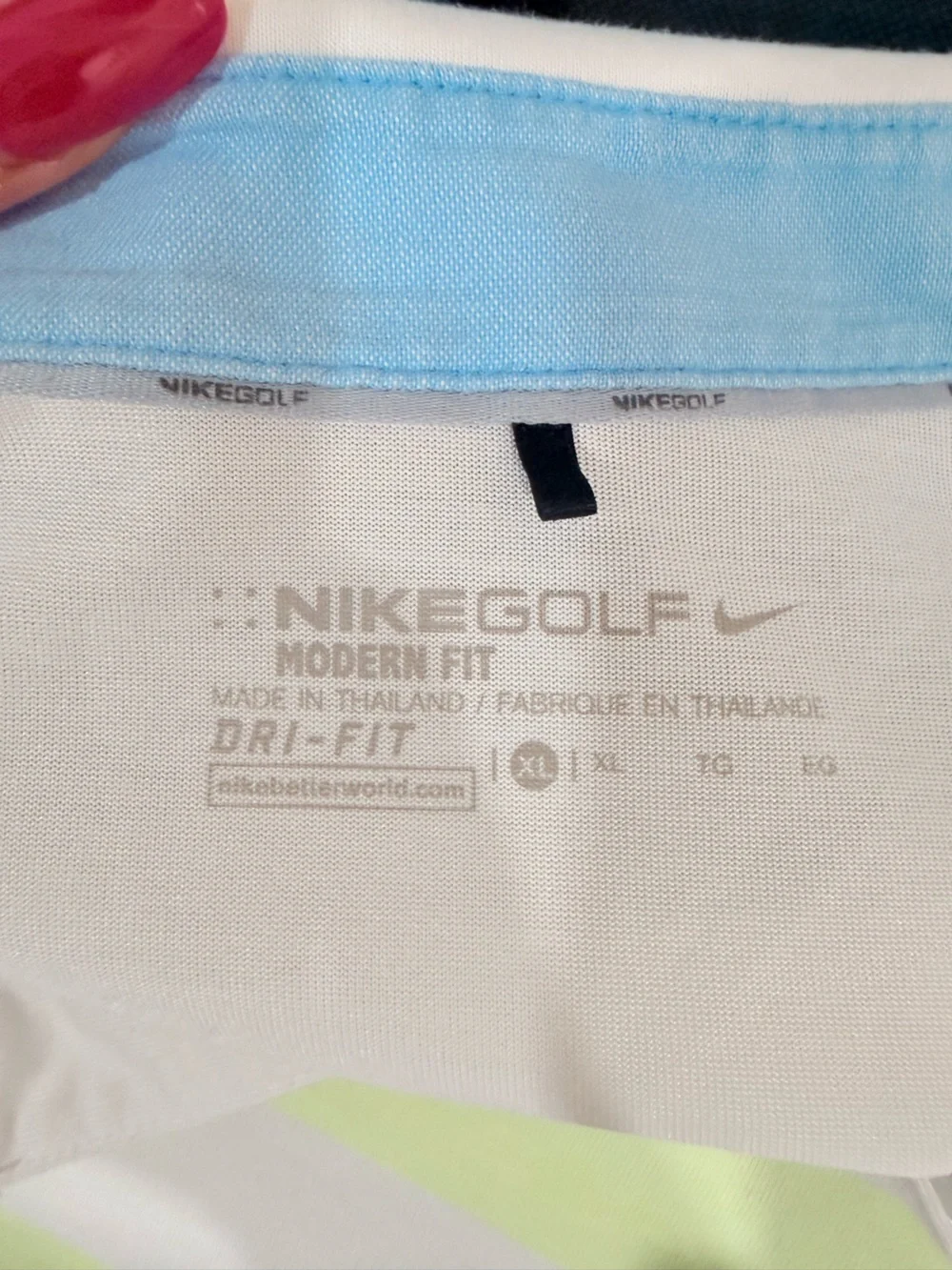 🔥Nike Golf Men’s White & Gray Striped Polo with Yellow Accent Size XL EC🔥